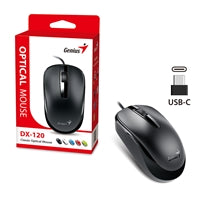 Genius DX-120 USB-C Wired Optical Mouse - 1200 DPI, Black