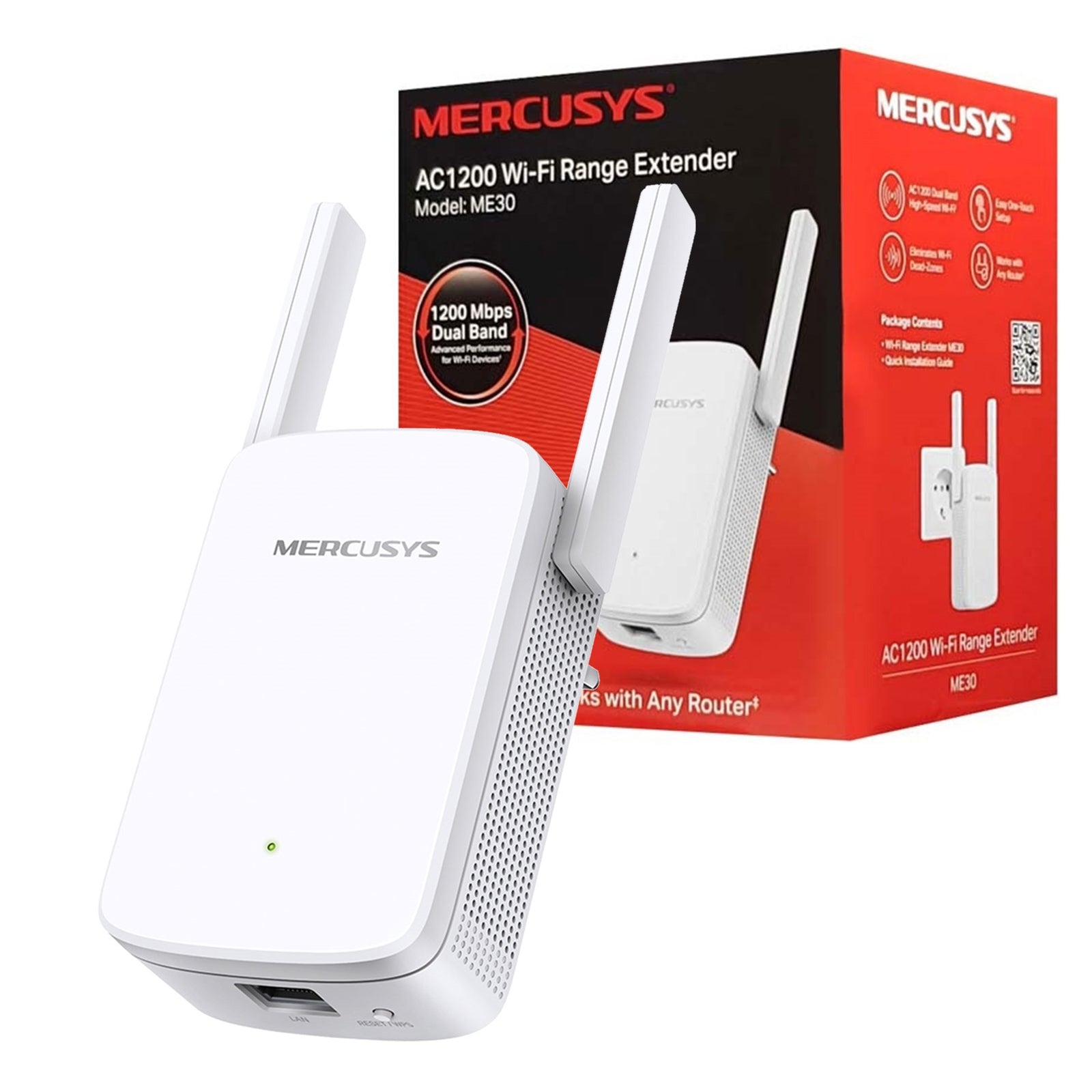 Mercusys ME30 AC1200 Dual Band Wi-Fi Range Extender - UK Plug