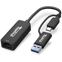 Plugable 2.5GbE USB-C/USB-A Ethernet Adapter - Dual Cable