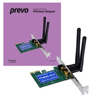 Prevo N300 300Mbps PCIe Wireless Adapter - Dual Antenna Low Profile