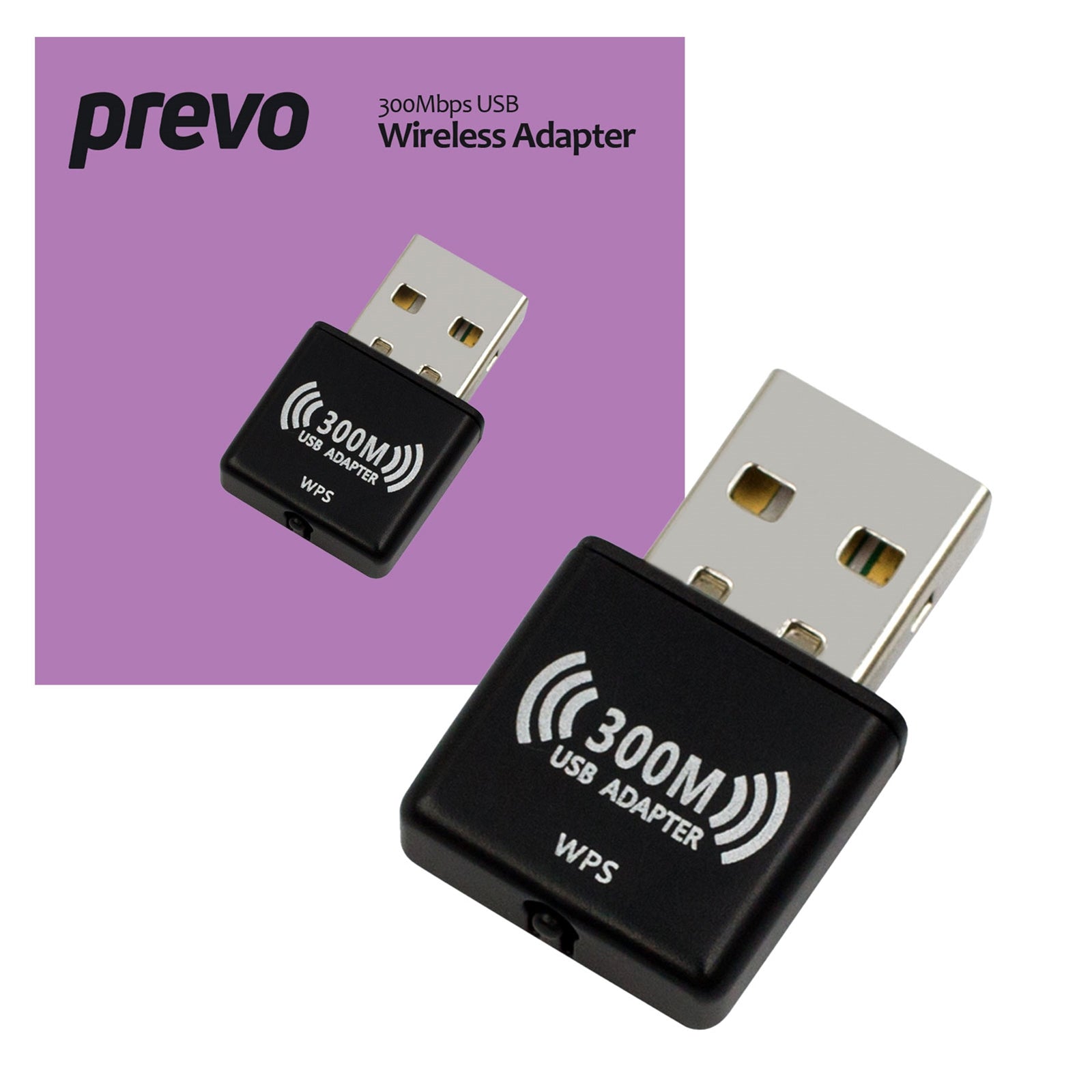 Prevo USBW4 300Mbps Nano USB WiFi Adapter - Plug-and-Play Wireless