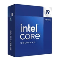 Intel Core i9-14900K unlocked processor box, featuring 24 cores and 5.8GHz speed, blue design, and LGA 1700 socket.