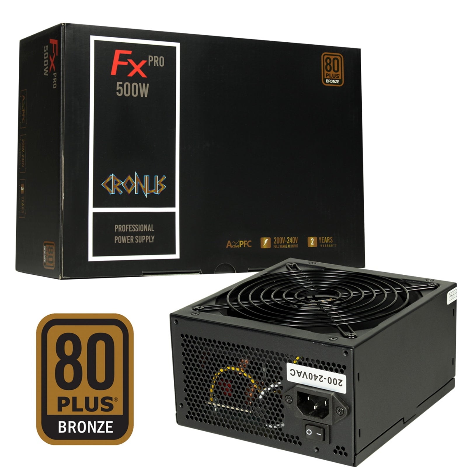 CRONUS FX PRO 500W PSU - 80 PLUS Bronze ATX Power Supply, Black
