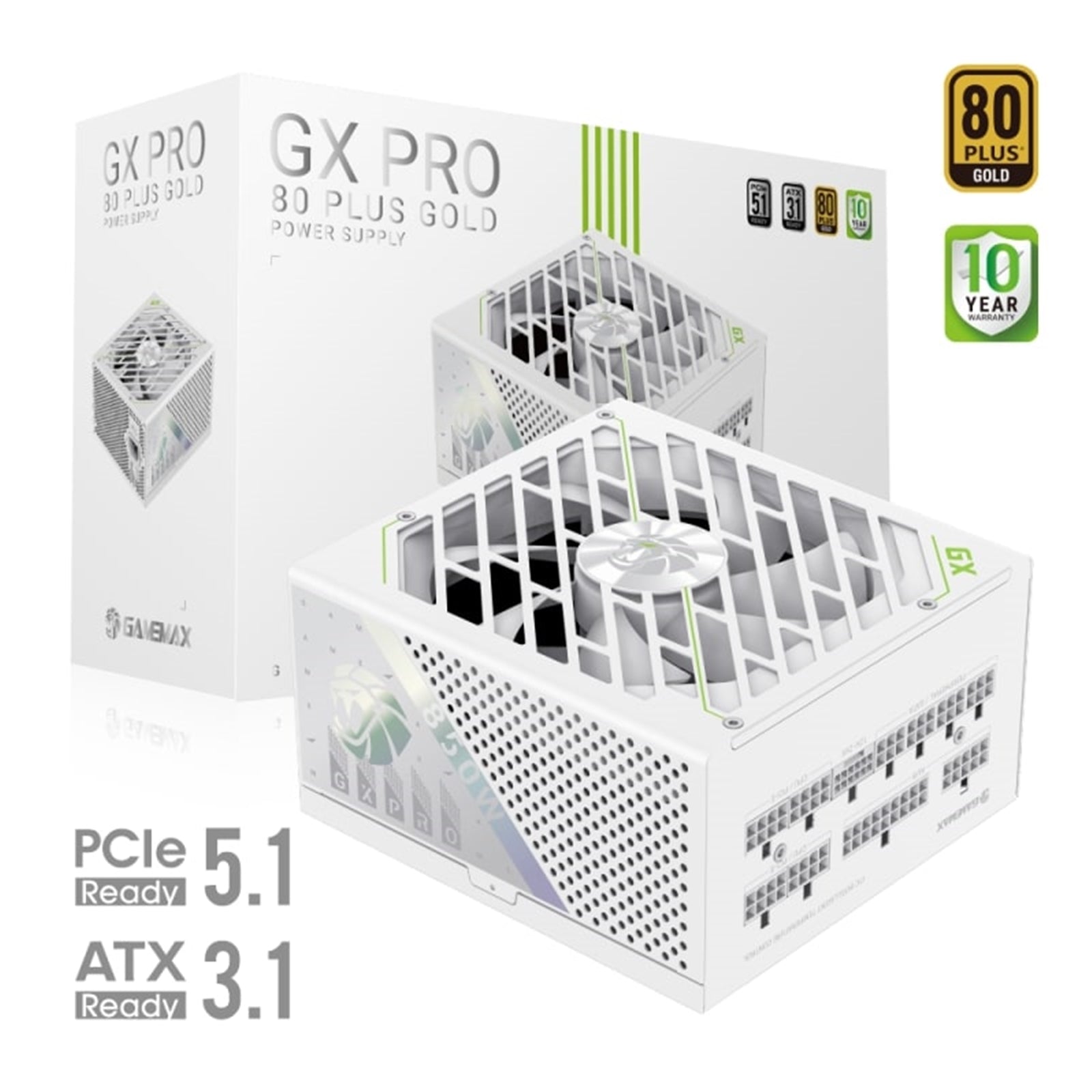 GAMEMAX GX-850 Pro 850W Modular Gold PSU ATX3.1 PCIe 5.0 White