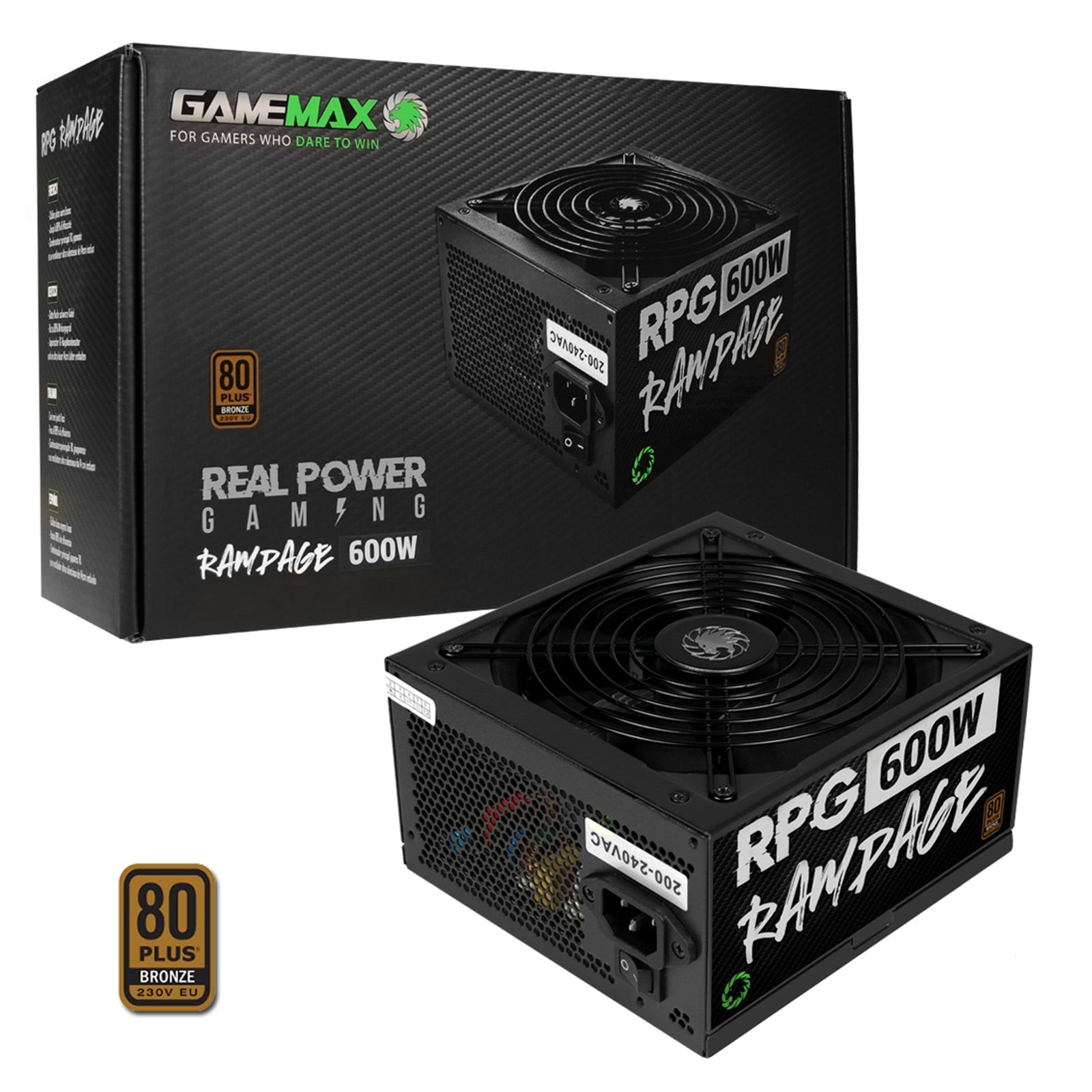 GAMEMAX Rampage 600W PSU 80 PLUS Bronze - Japanese Capacitor ATX
