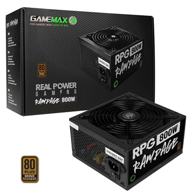 GAMEMAX Rampage 800W PSU - 80 PLUS Bronze, 140mm Silent Fan, Black
