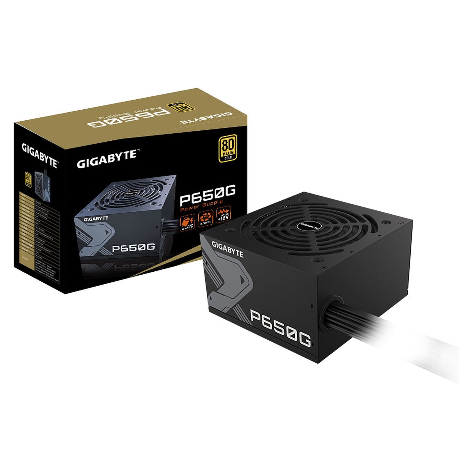 GIGABYTE P650G 650W PSU - 80 PLUS Gold, Japanese Capacitors, Silent Fan