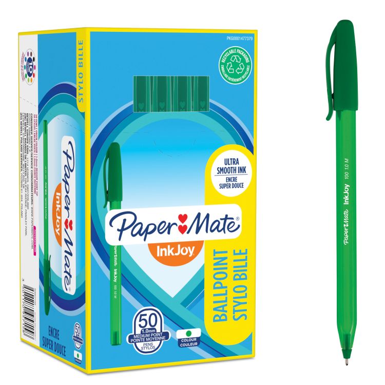 paper Mate S0957150 Inkjoy 100 Capped Medium Green Tuck x 50