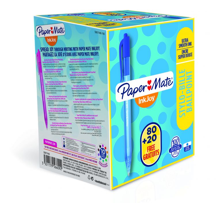 Paper Mate S0977440 Inkjoy Retractable Pens Blue Ink - Pack of 100