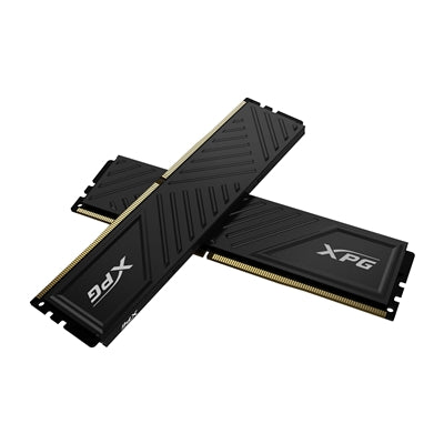 Black ADATA XPG Gammix D35 DDR4 3600MHz memory modules, 32GB (2 x 16GB) CL18, with sleek design and gold accents.