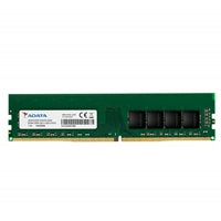 Green ADATA Premier 8GB DDR4 3200MHz DIMM desktop memory module with low voltage design.