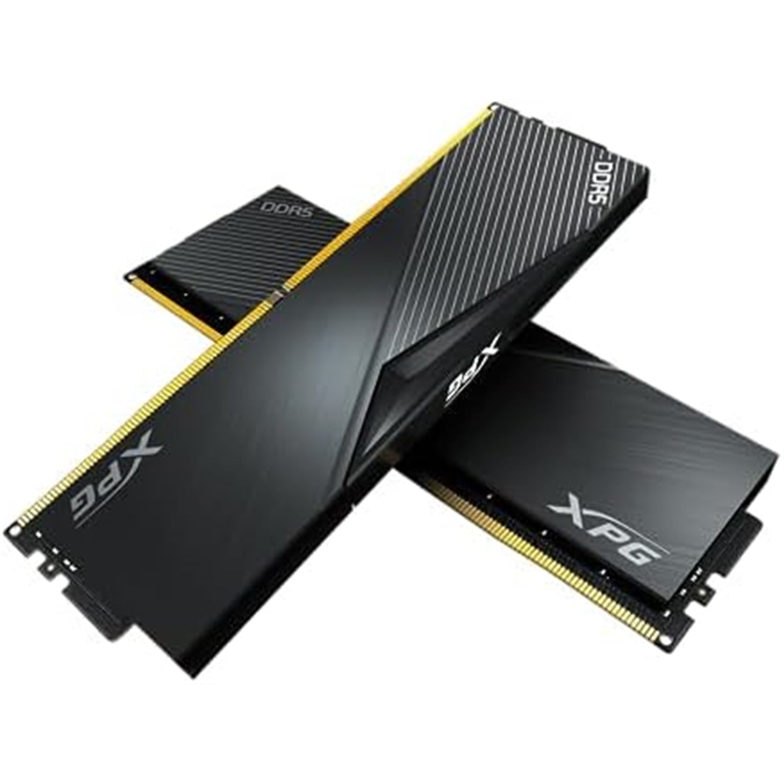 ADATA XPG Lancer DDR5 32GB (2x16GB) RAM kit, 5200MHz, sleek black design with gold accents.