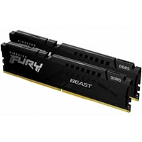 Kingston FURY Beast 32GB DDR5 RAM kit, black heat spreaders, 6400MT/s, dual 16GB modules.