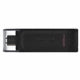 Kingston DT70/128GB DataTraveler 128GB USB Flash Drive, USB 3.2,  USB-C, Gen1, 80MB/s, Cap Design, Black, Retail.