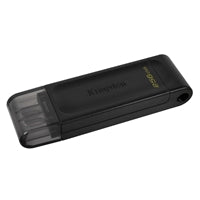 Kingston DT70/256GB DataTraveler 256GB USB Flash Drive, USB 3.2,  USB-C, Gen1, 80MB/s, Cap Design, Black, Retail.