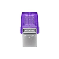 Kingston DataTraveler microDuo 3C 256GB OTG Dual USB-A to USB-C USB 3.2 Gen 1 Flash Drive, Purple