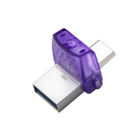 Kingston DataTraveler microDuo 3C 256GB OTG Dual USB-A to USB-C USB 3.2 Gen 1 Flash Drive, Purple