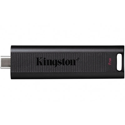 Black Kingston DataTraveler Max 1TB USB-C flash drive with 1000MB/s transfer speed.
