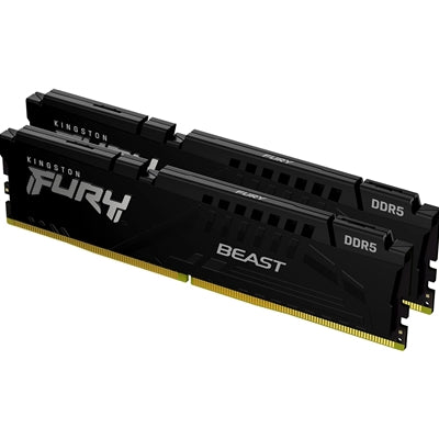 Kingston FURY Beast KF552C40BBK2-16  Gaming System Memory, DIMM, DDR5, 5200MHz, 16GB (2 x 8Gb), Black Heatsink, 288 Pin, 1.25v, CL40