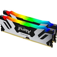 Kingston FURY Renegade 32GB (2x16GB) RGB DDR5 RAM with colorful LED lighting, 7200MT/s, AMD EXPO certified.