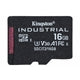 Kingston SDCIT2/16GB Industrial Micro SD Flash Memory Card, 16GB, Class U3 V30 A1, UHS-I U1, Retail Packed