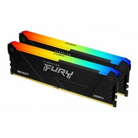 Kingston FURY Beast 64GB (2 x 32GB) DDR4 RAM, 3600MT/s, CL18, DIMM, black with RGB lighting.