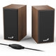 Genius SP-HF180 6W Wooden Desktop USB 2.0 Stereo Speakers with 3.5mm Audio Jack & Volume Control, Natural Wood