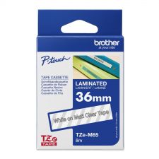 Brother TZE-M65 White on Clear 8M x 36mm Matt Tape
