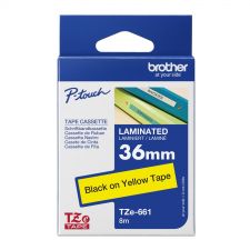Brother TZE661 Black on Yellow 8M x 36mm Gloss Tape
